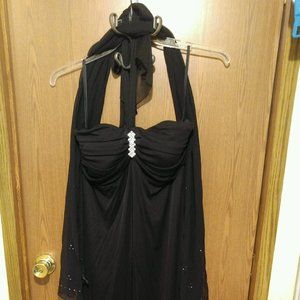 Taboo Size 14. Long. Black with jeweled scarf